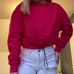 Hot pink crop hoodie